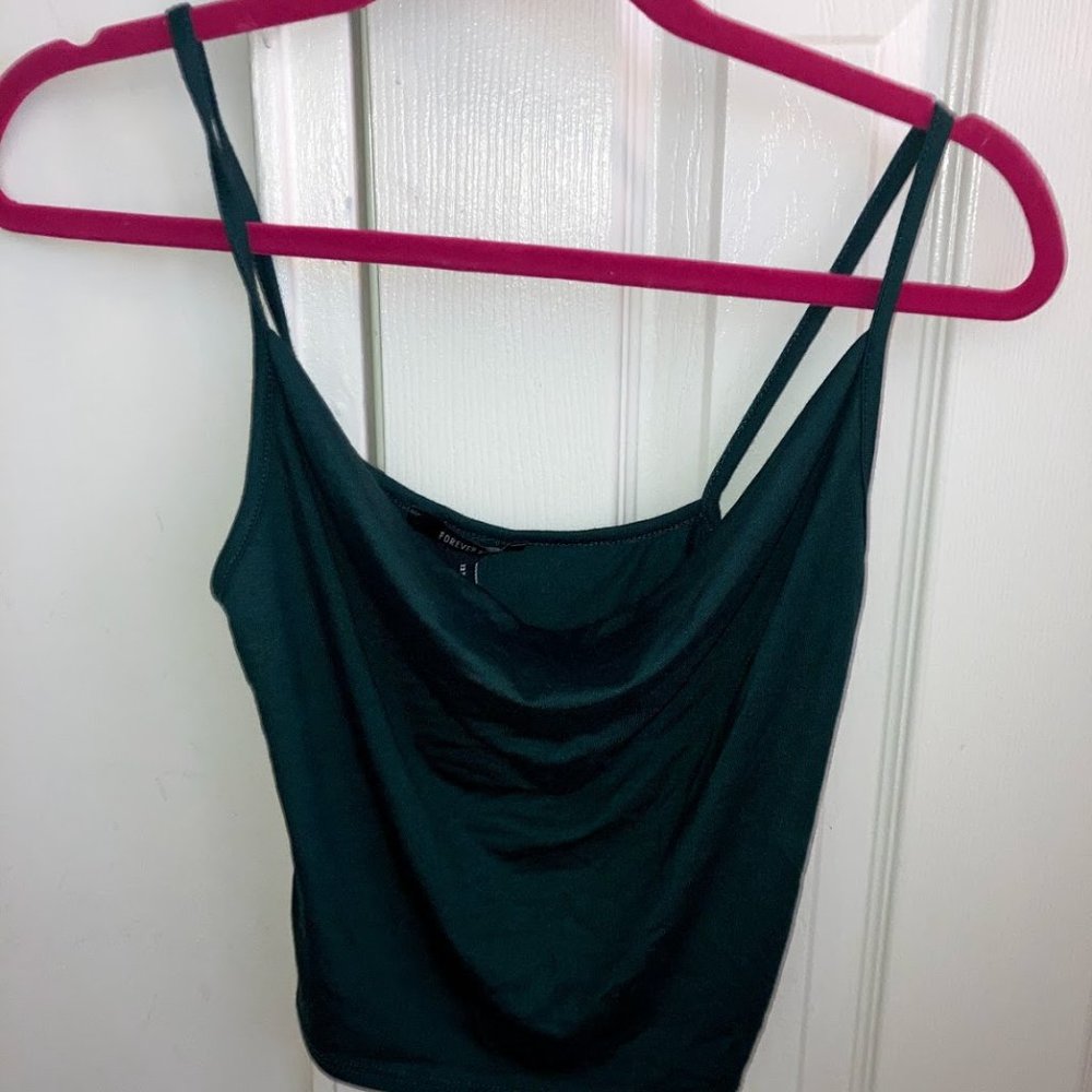 Emerald Drape Neck Crop Top
